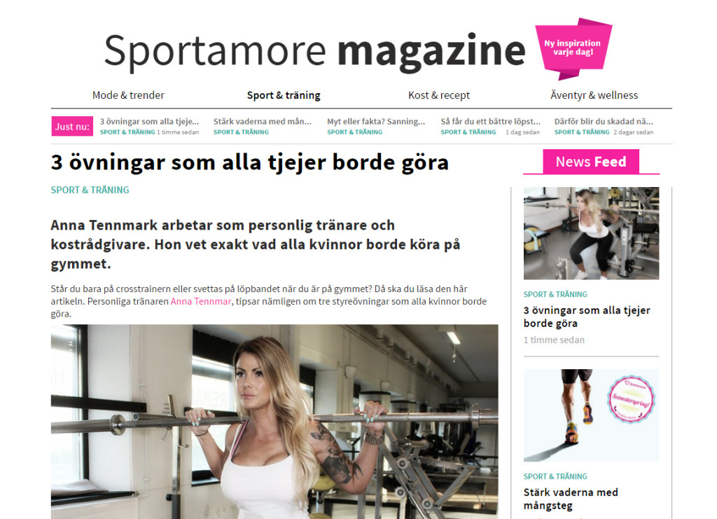Sportamore magazine: Anna Tennmark visar tre övningar som alla tjejer borde göra
