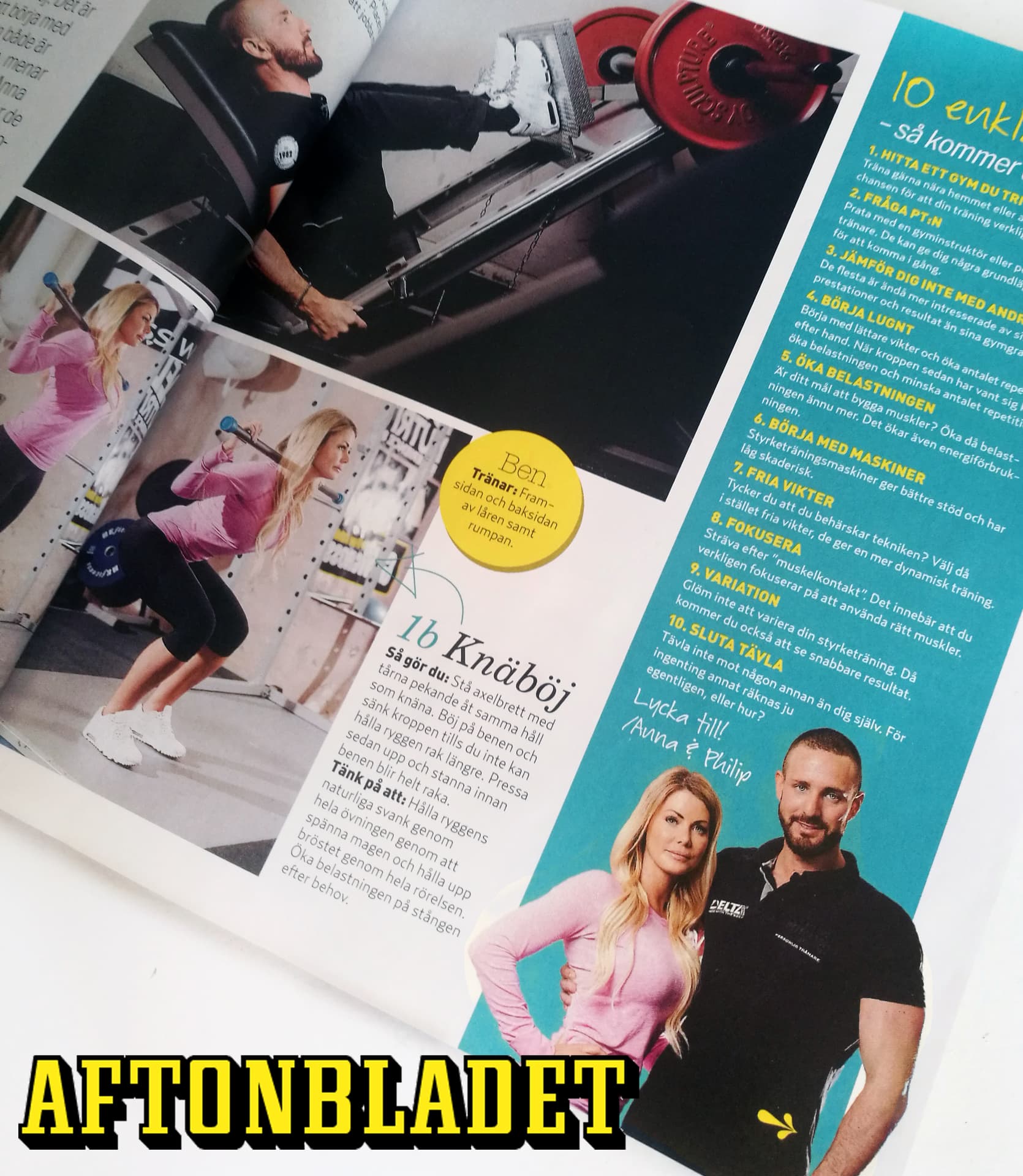 Aftonbladet: Anna och Philip visar knäböj och benpress i en styrketräningsguide