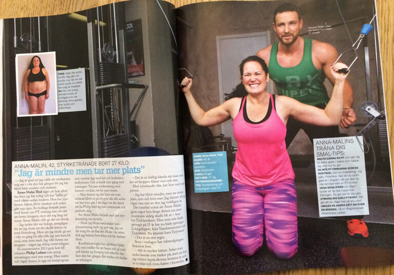 Anna-Malin tränade bort 27 kilo, tidningsreportage