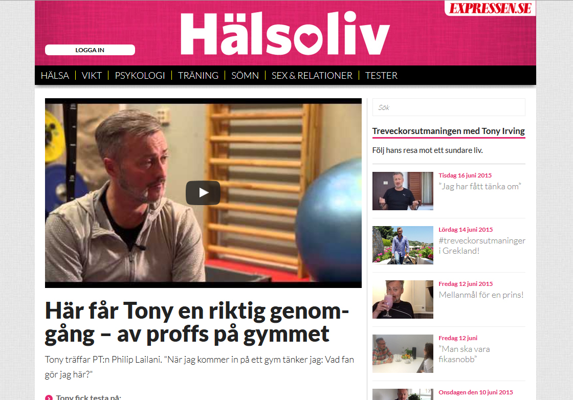 Hälsoliv: Tony Irving får en genomgång på gymmet av Philip Lailani