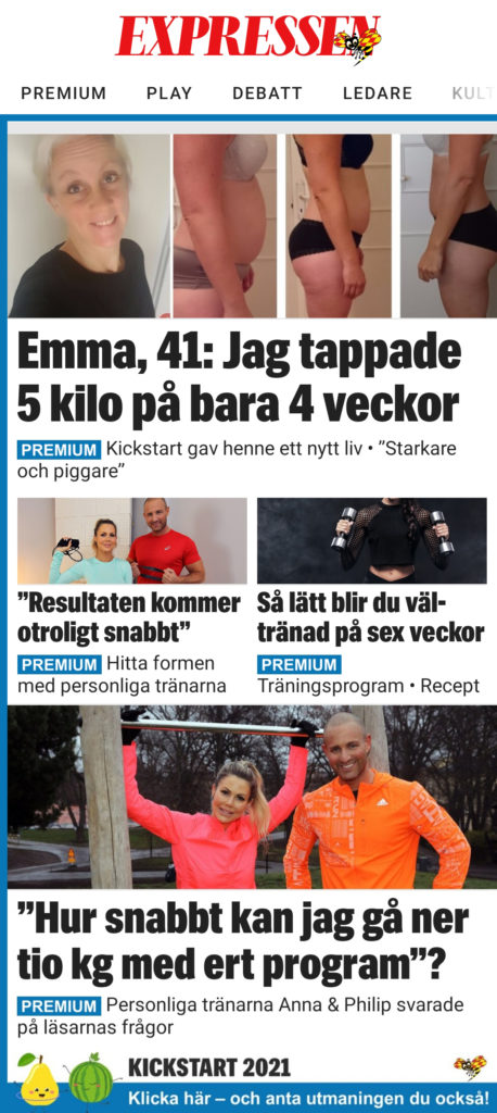 Expressen Kickstart 2021 med läsarnas resultat och Anna och Philips upplägg